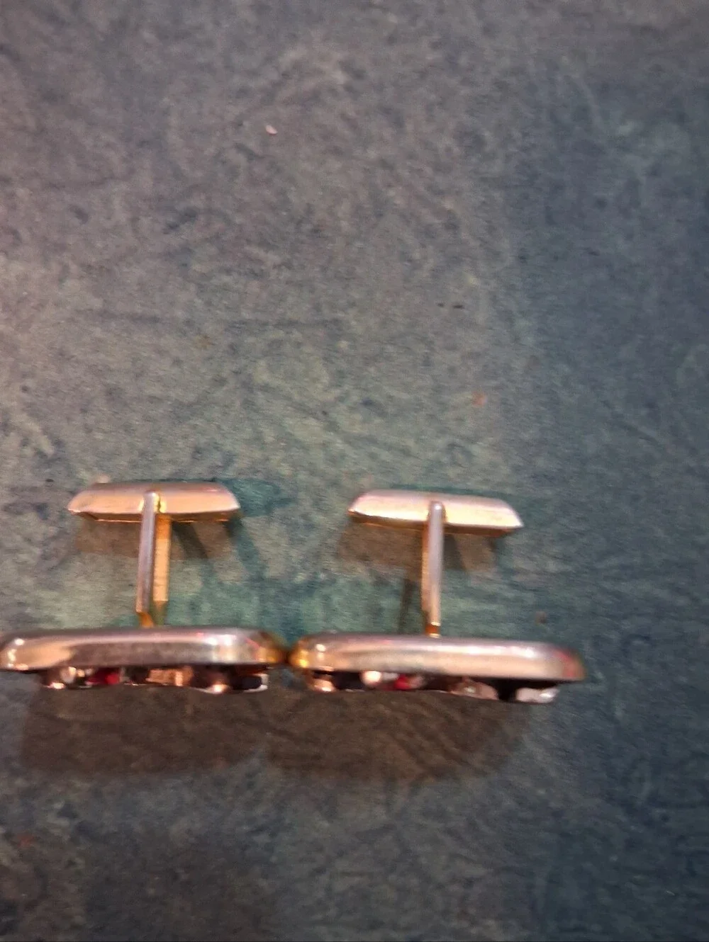 Swank Vintage Car Motif Cufflinks in Gold Tone with Enamel Detail